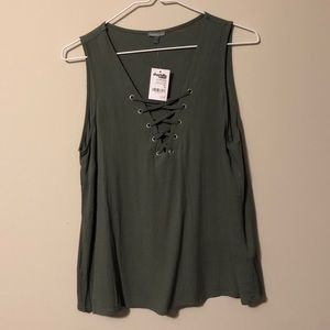 Charlotte Russe Medium Olive V-Neck Tank